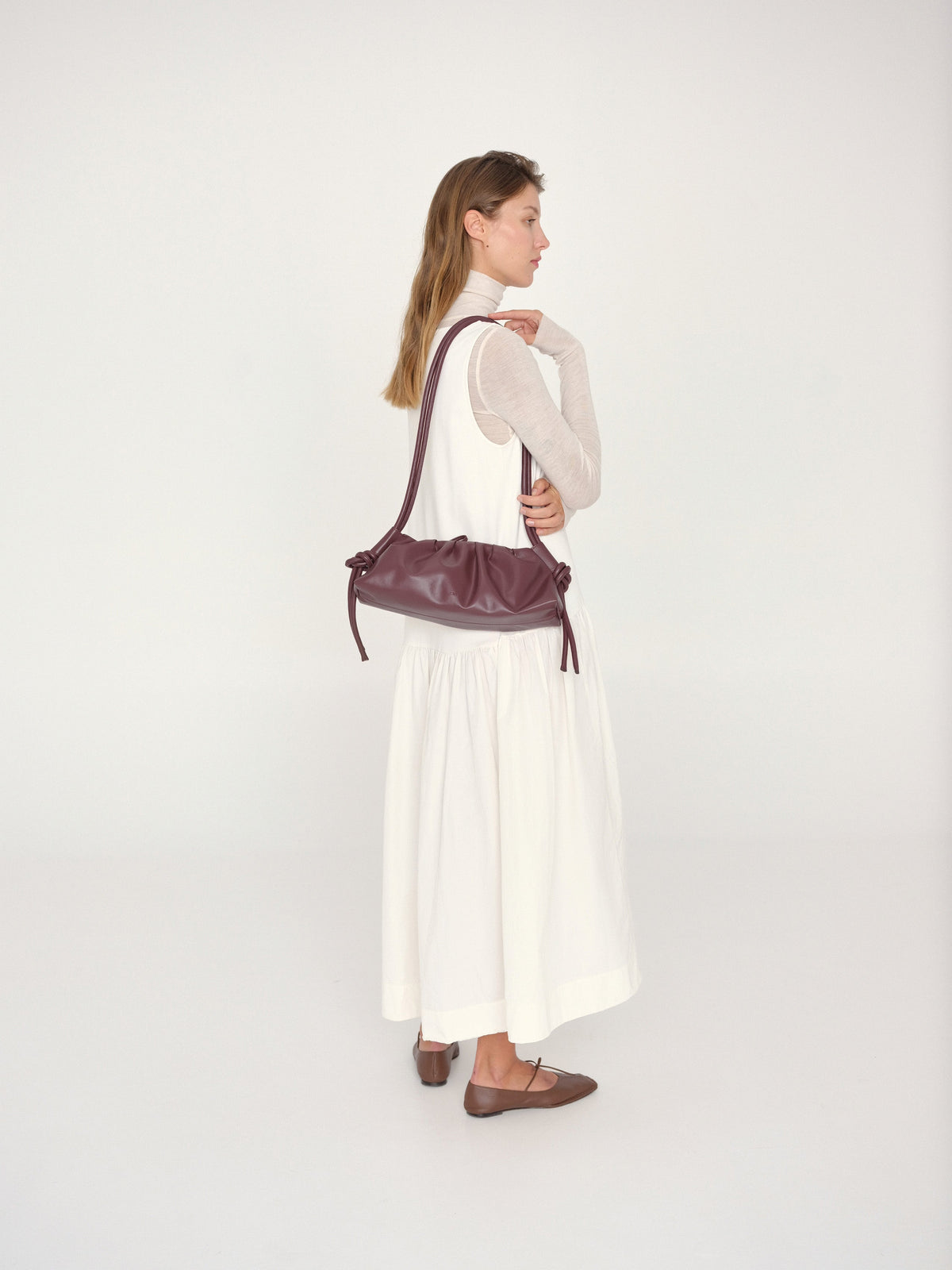 Dumpling Bag – Gathered Vegan Leather Bag, Adjustable Double Handle, Day to Night