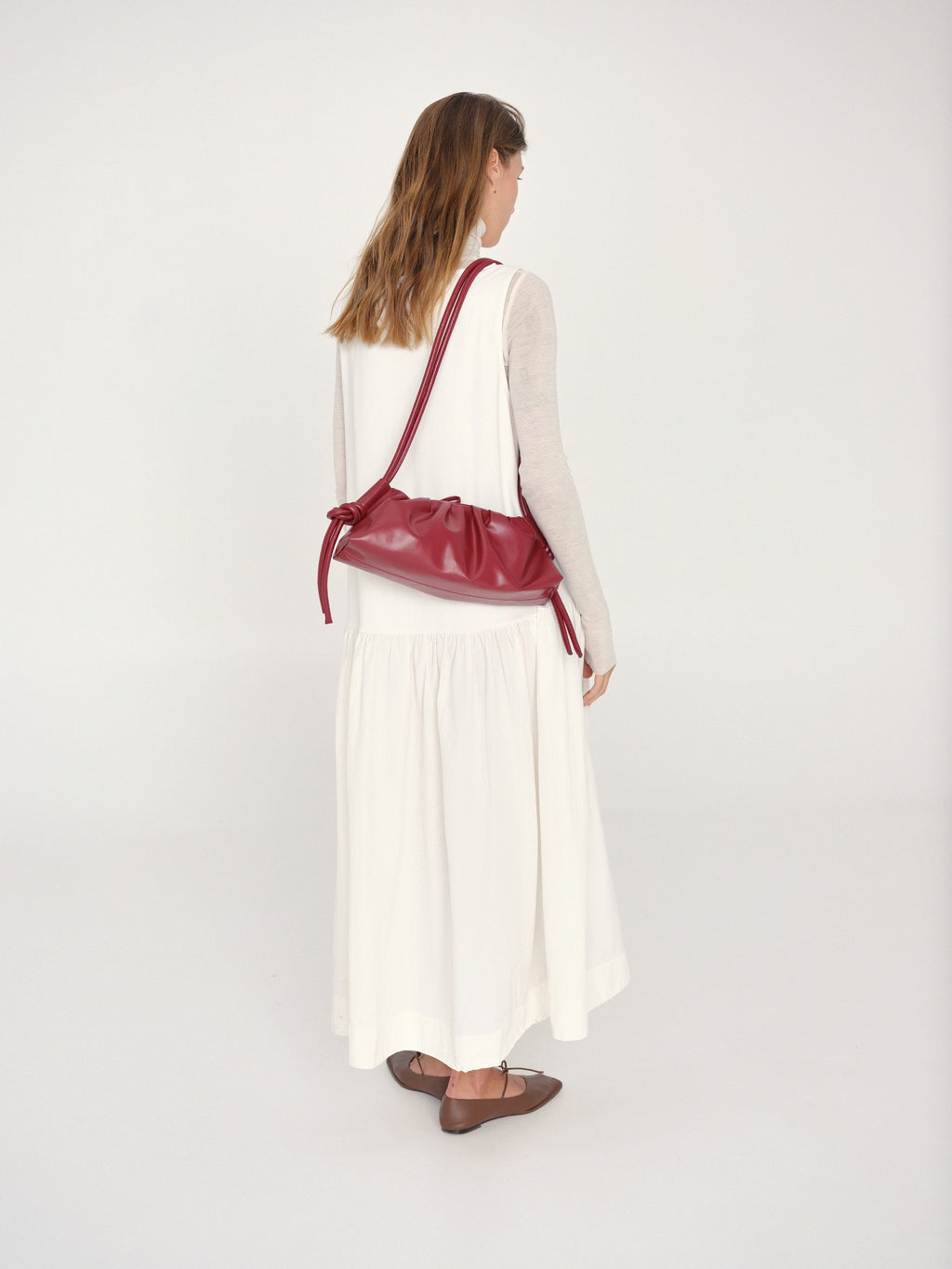Dumpling Bag – Gathered Vegan Leather Bag, Adjustable Double Handle, Day to Night