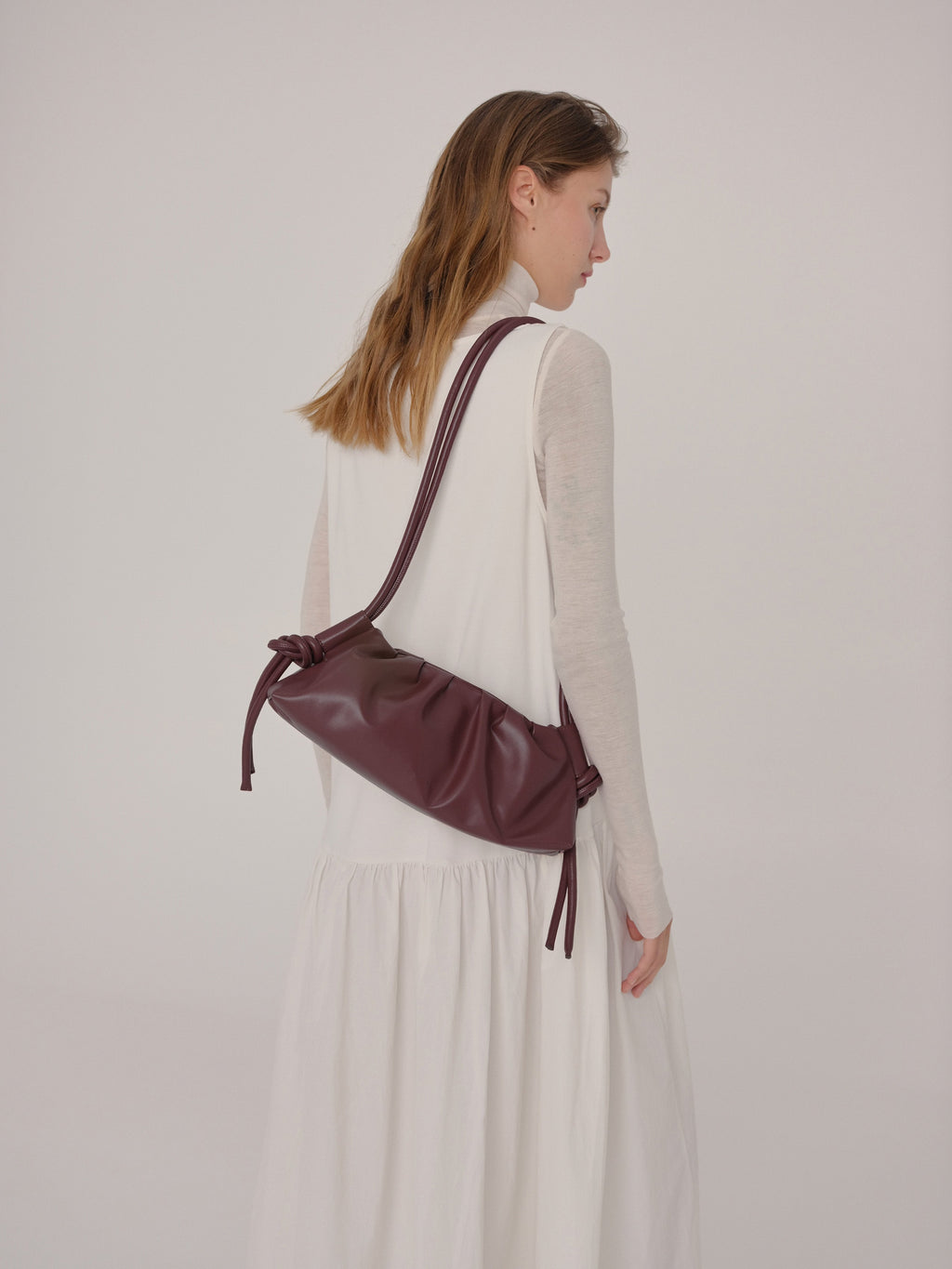 Dumpling Bag – Gathered Vegan Leather Bag, Adjustable Double Handle, Day to Night