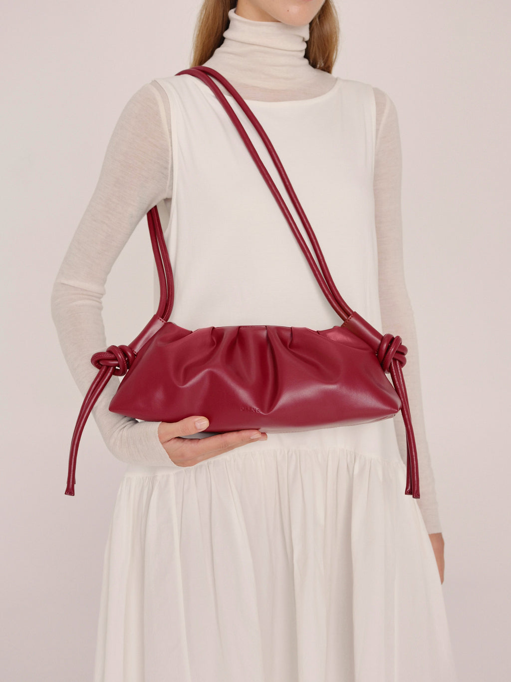 Dumpling Bag – Gathered Vegan Leather Bag, Adjustable Double Handle, Day to Night