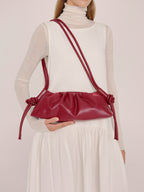 Dumpling Bag – Gathered Vegan Leather Bag, Adjustable Double Handle, Day to Night