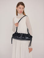 Dumpling Bag – Gathered Vegan Leather Bag, Adjustable Double Handle, Day to Night