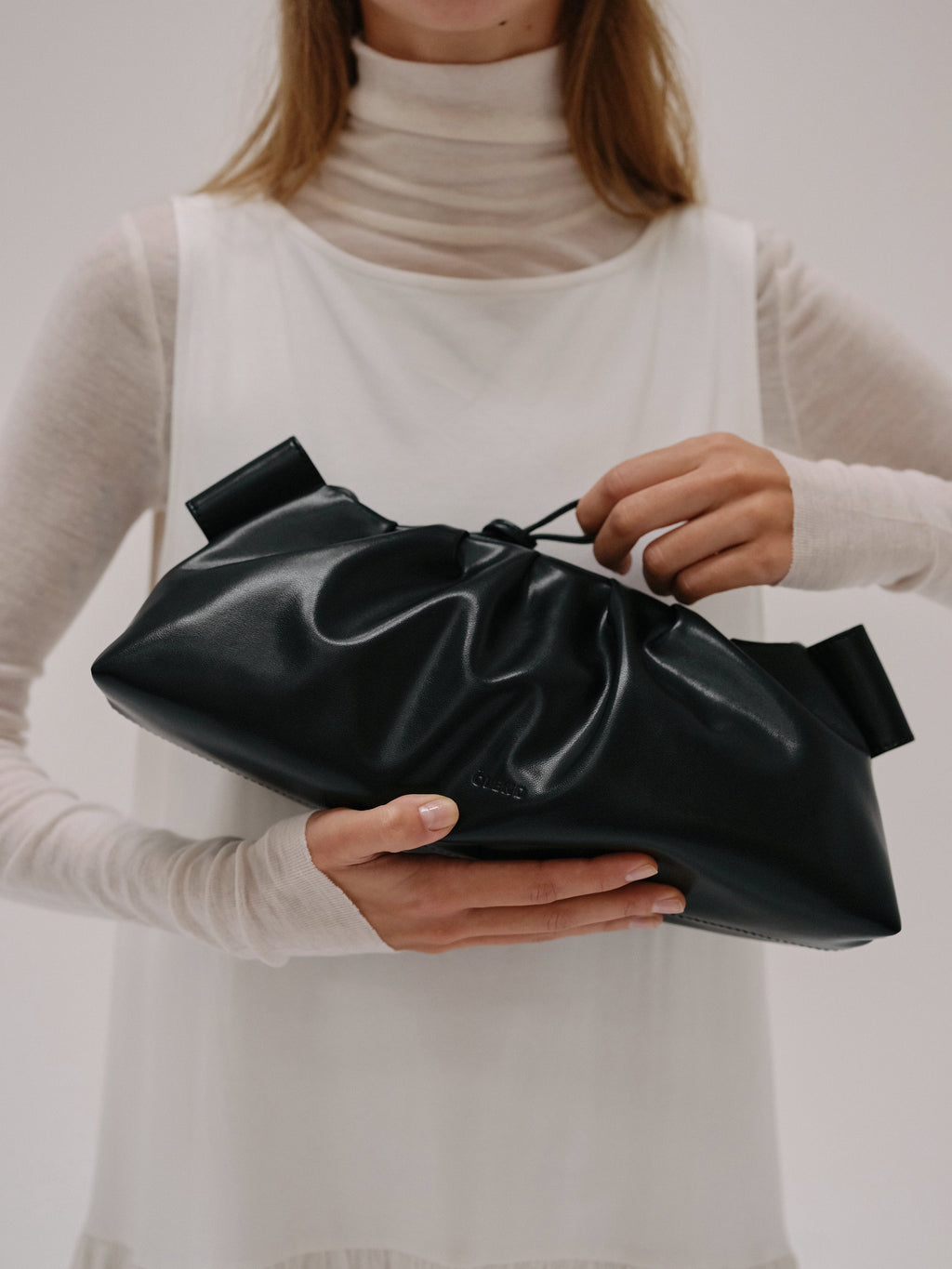 Dumpling Bag – Gathered Vegan Leather Bag, Adjustable Double Handle, Day to Night