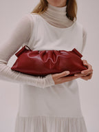 Dumpling Bag – Gathered Vegan Leather Bag, Adjustable Double Handle, Day to Night
