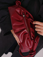 Dumpling Bag – Gathered Vegan Leather Bag, Adjustable Double Handle, Day to Night
