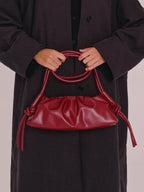 Dumpling Bag – Gathered Vegan Leather Bag, Adjustable Double Handle, Day to Night