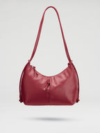 Grand sac à bandoulière en cuir végétalien, déperlant, fermeture zippée, anse à nœud réglable