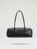 Spacious Vegan Leather Shoulder Bag, Long Knotted Handles, Wide Top Zip