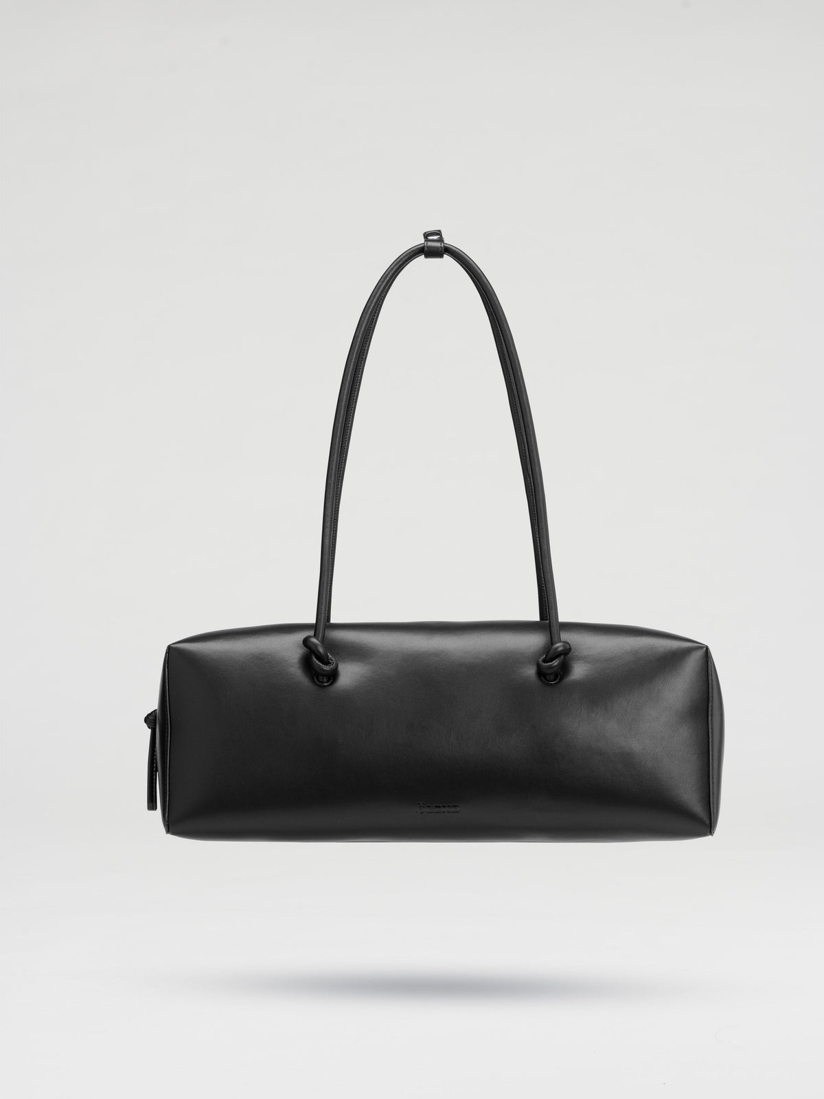 Spacious Vegan Leather Shoulder Bag, Long Knotted Handles, Wide Top Zip