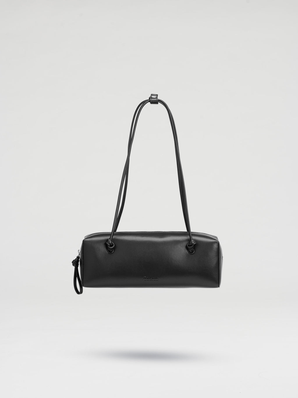 Sac à bandoulière compact en cuir végétalien de qualité supérieure, longues anses nouées, fermeture zippée