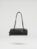 Sac à bandoulière compact en cuir végétalien de qualité supérieure, longues anses nouées, fermeture zippée