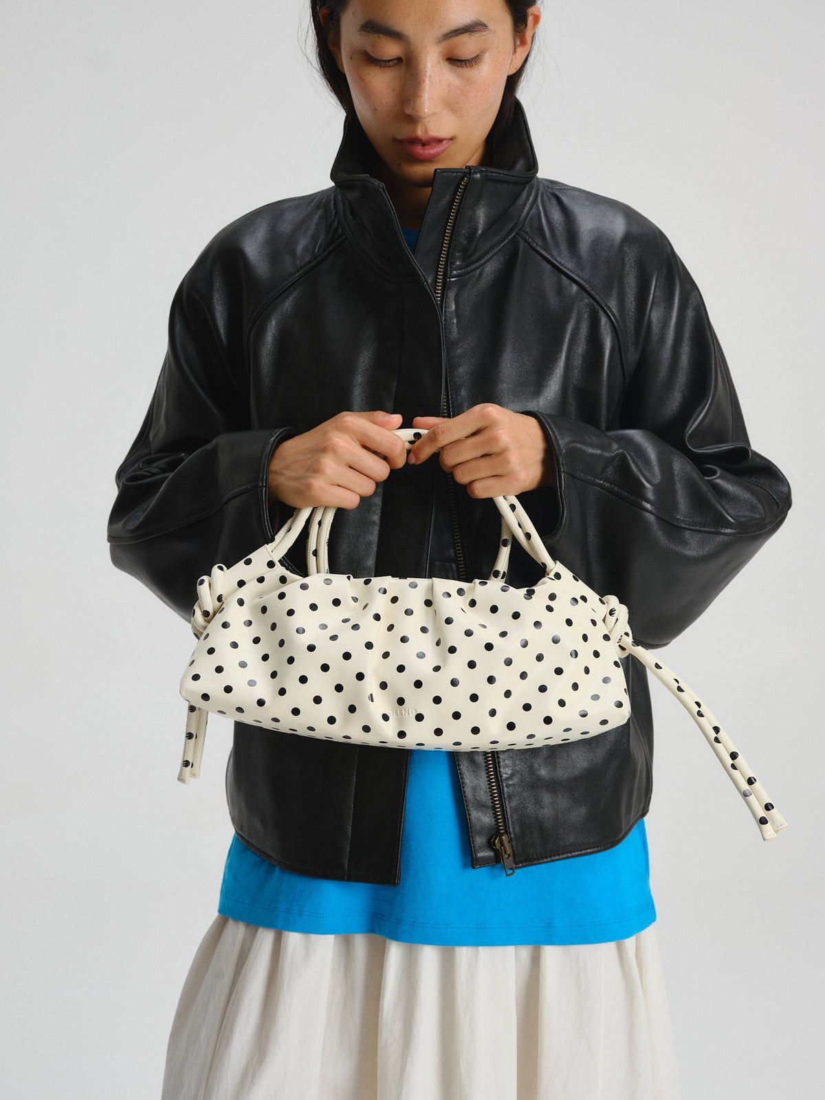 Dumpling Bag – Gathered Vegan Leather Bag, Adjustable Double Handle, Day to Night