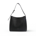 Black Shoulder Hobo Bag, Adjustable Strap, Smooth Leather-Look Finish