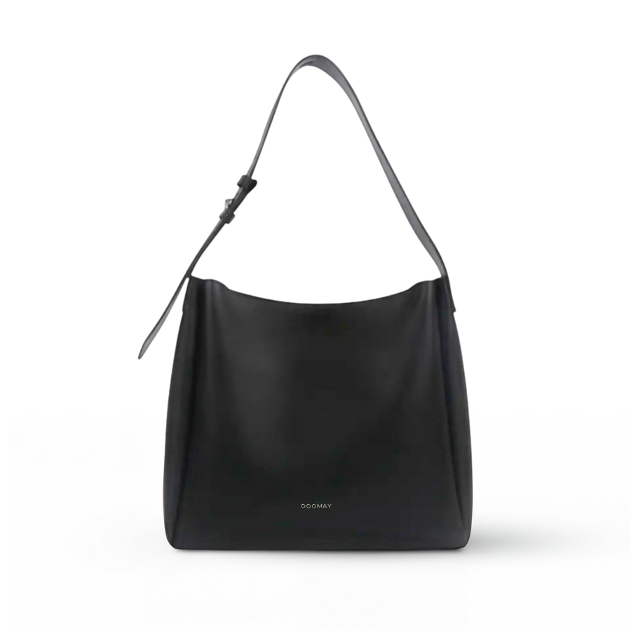Sac hobo noir pour épaule, bandoulière réglable, fini aspect cuir lisse