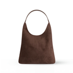 Black Suede-Look Hobo Bag, Single Shoulder Handle