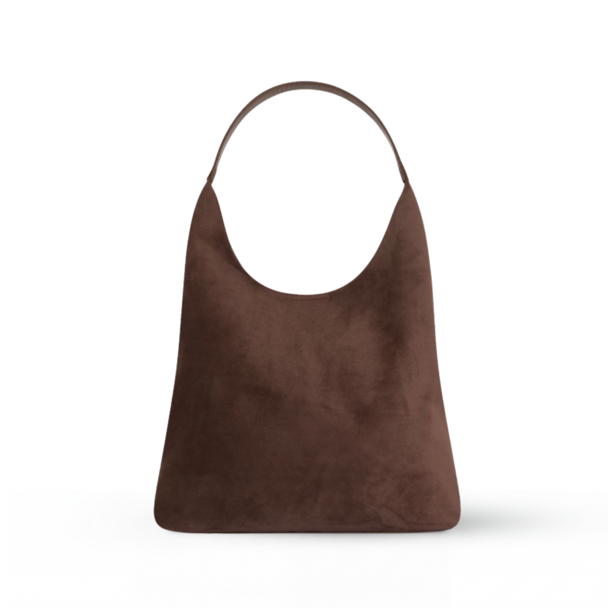Black Suede-Look Hobo Bag, Single Shoulder Handle