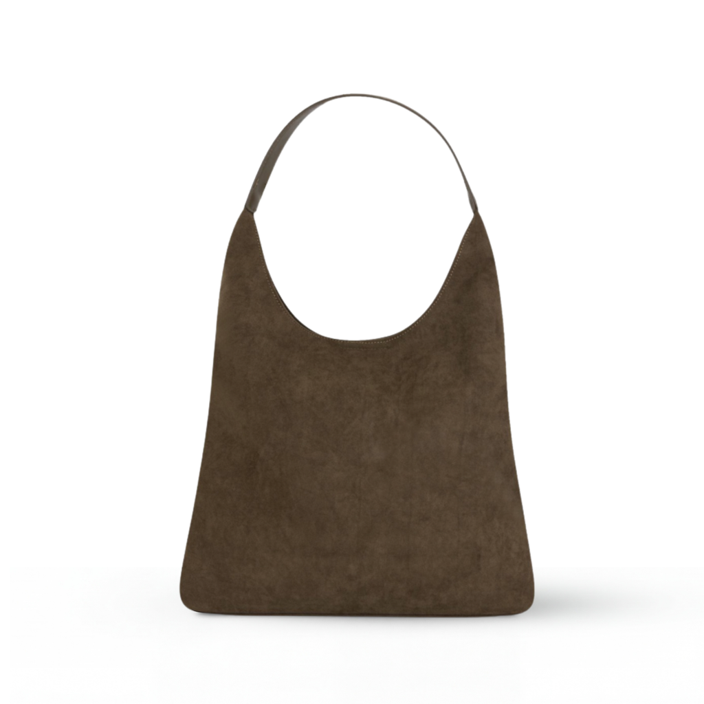 Black Suede-Look Hobo Bag, Single Shoulder Handle