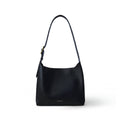 Sac hobo noir à épaule, boucle dorée, aspect cuir lisse