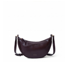Sac bandoulière croissant noir, aspect cuir lisse