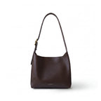 Sac hobo noir à épaule, boucle dorée, aspect cuir lisse