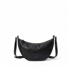 Sac bandoulière croissant noir, aspect cuir lisse