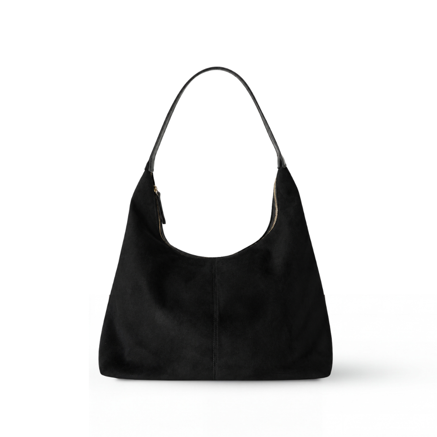 Sac hobo aspect daim, fermeture zippée, anse épaule unique