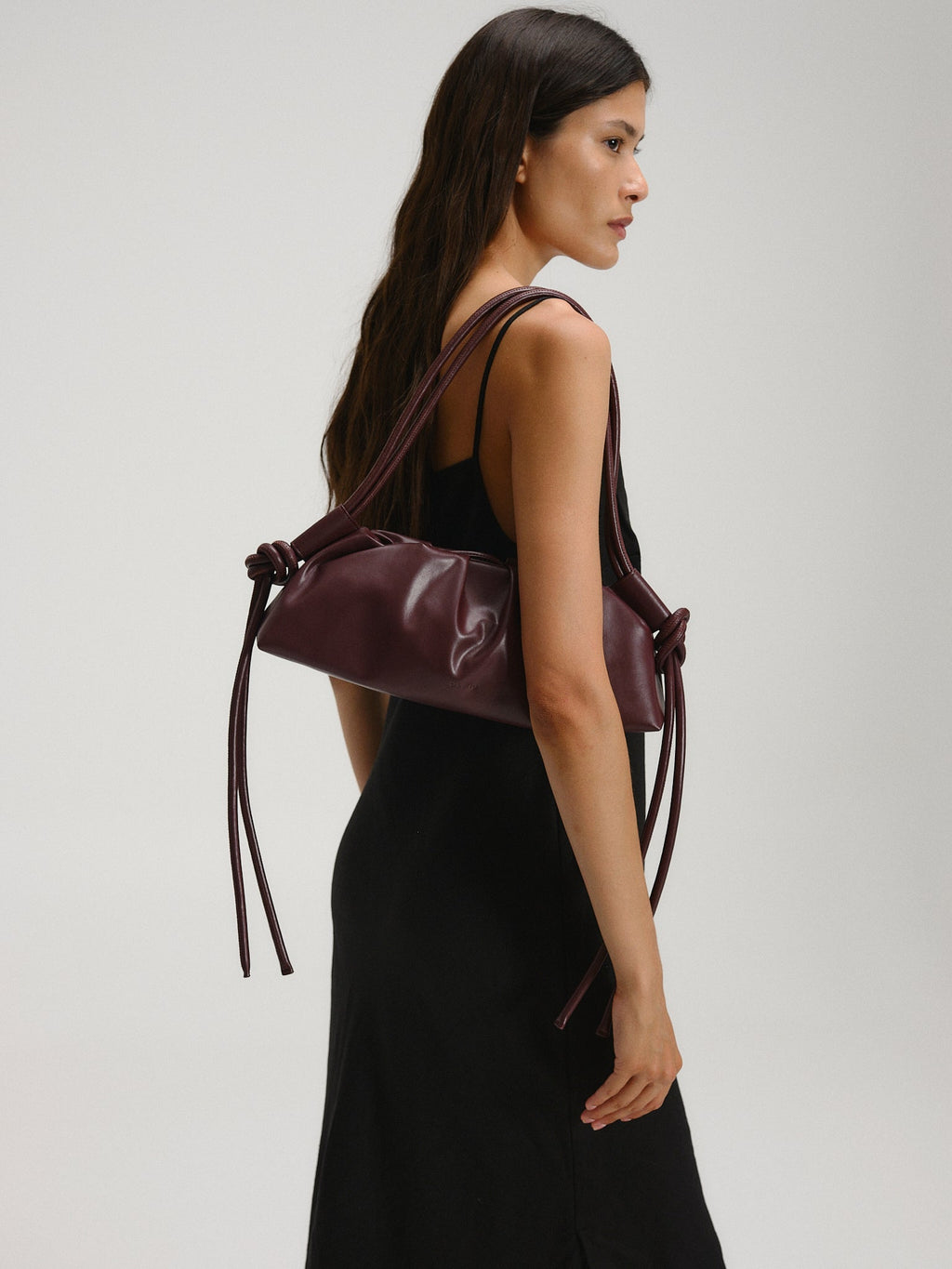 Dumpling Bag – Gathered Vegan Leather Bag, Adjustable Double Handle, Day to Night