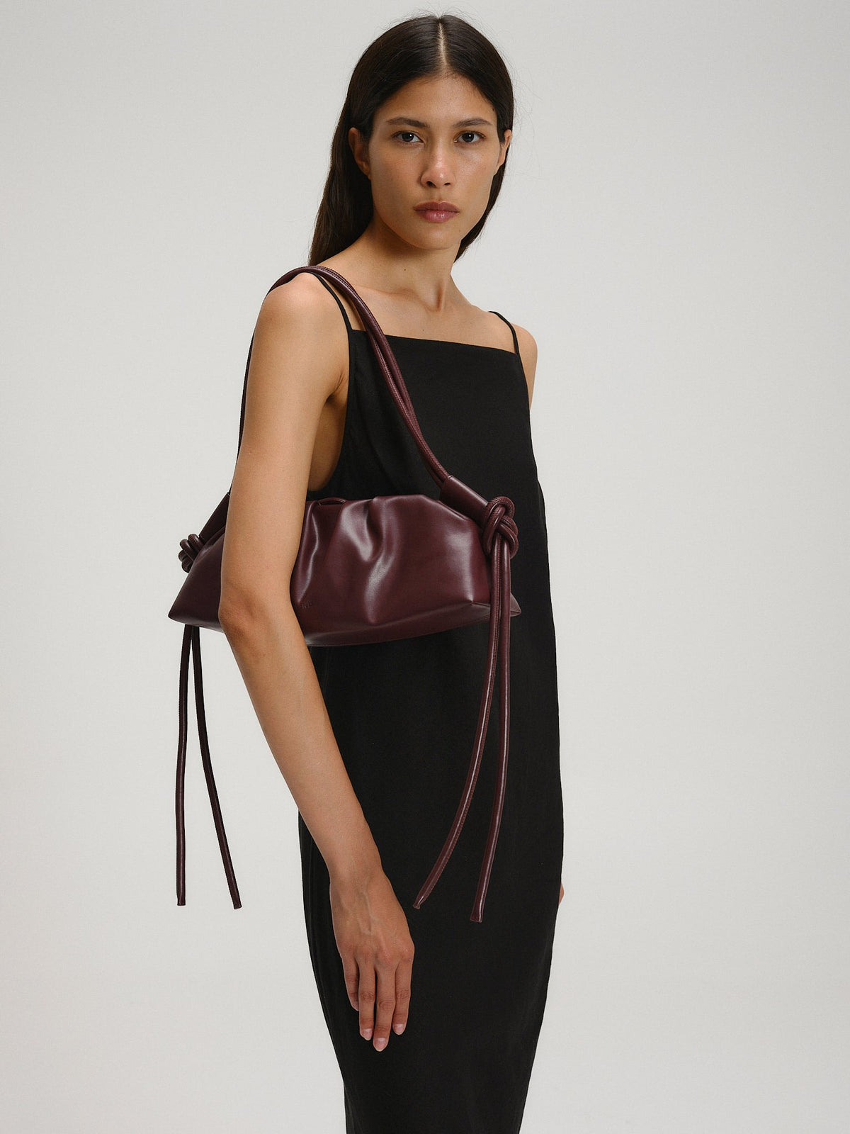 Dumpling Bag – Gathered Vegan Leather Bag, Adjustable Double Handle, Day to Night