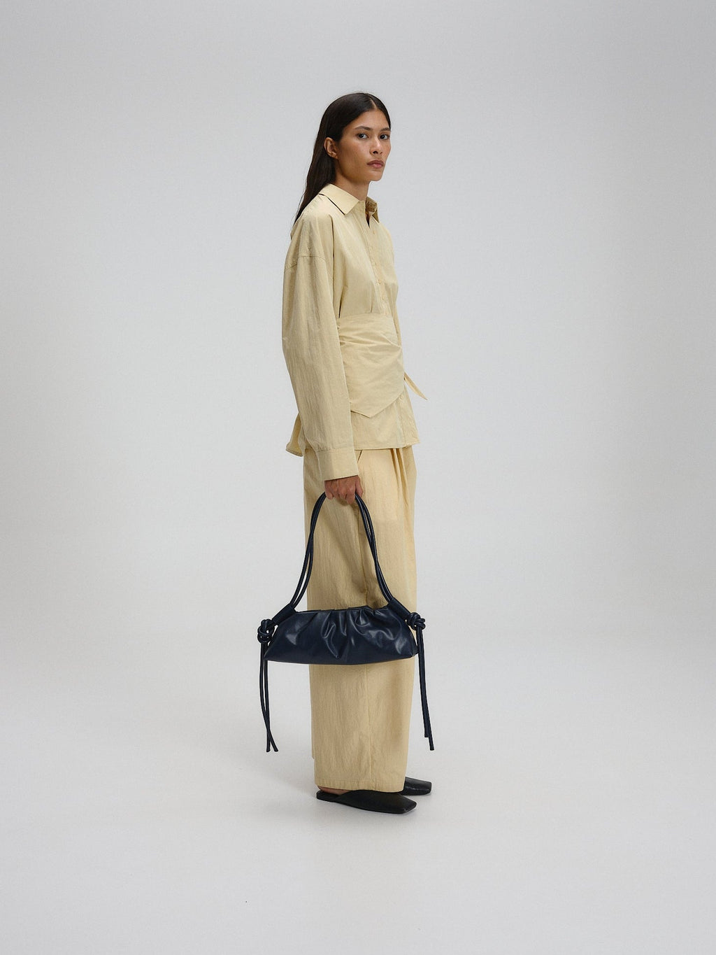 Dumpling Bag – Gathered Vegan Leather Bag, Adjustable Double Handle, Day to Night