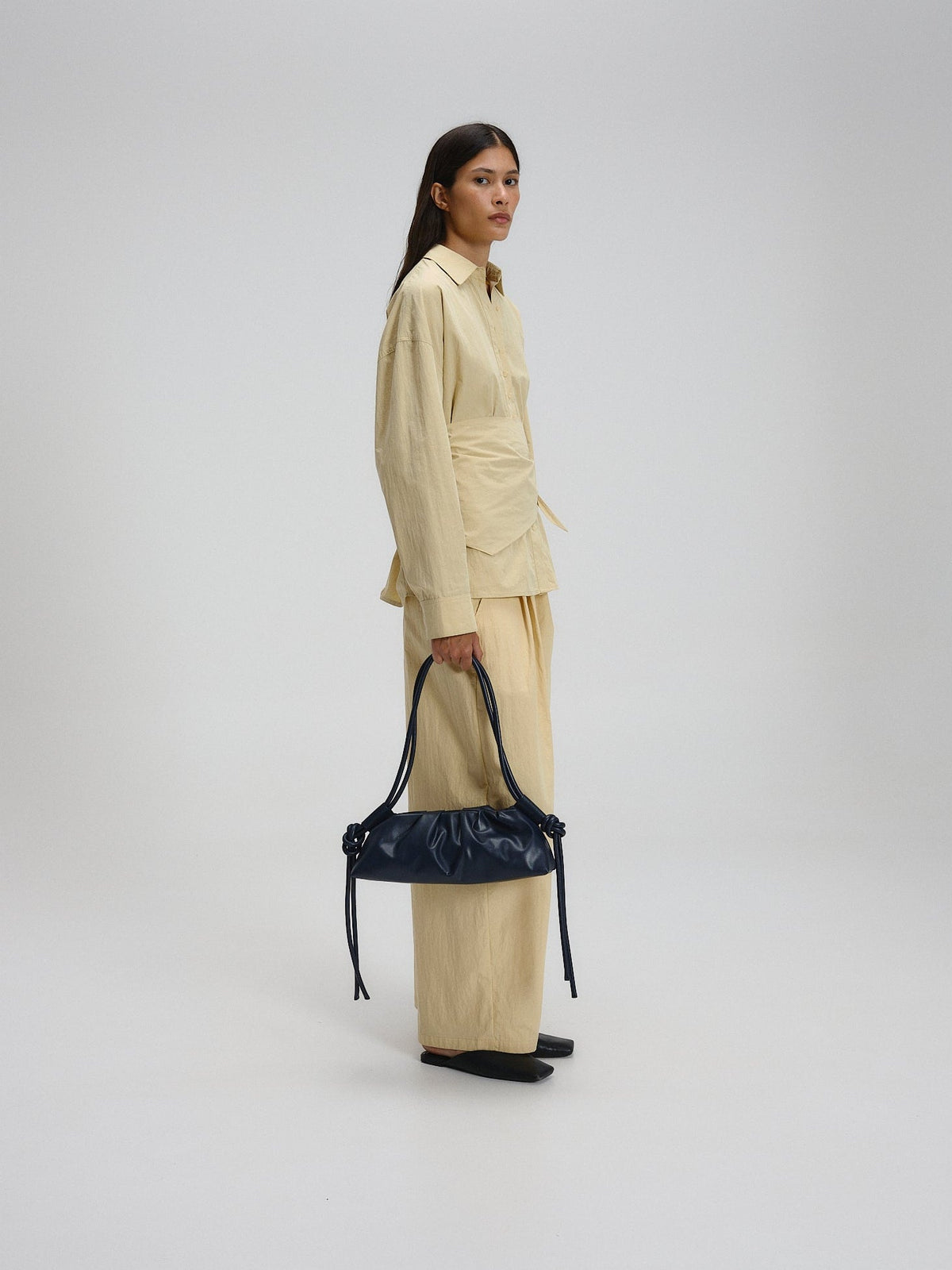 Dumpling Bag – Gathered Vegan Leather Bag, Adjustable Double Handle, Day to Night