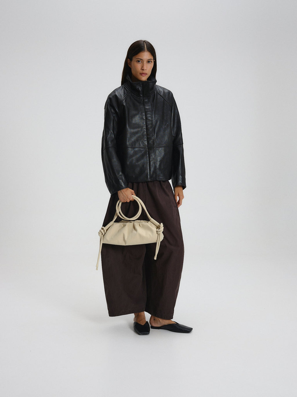 Dumpling Bag – Gathered Vegan Leather Bag, Adjustable Double Handle, Day to Night