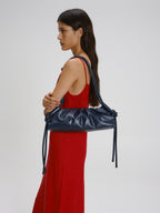 Dumpling Bag – Gathered Vegan Leather Bag, Adjustable Double Handle, Day to Night