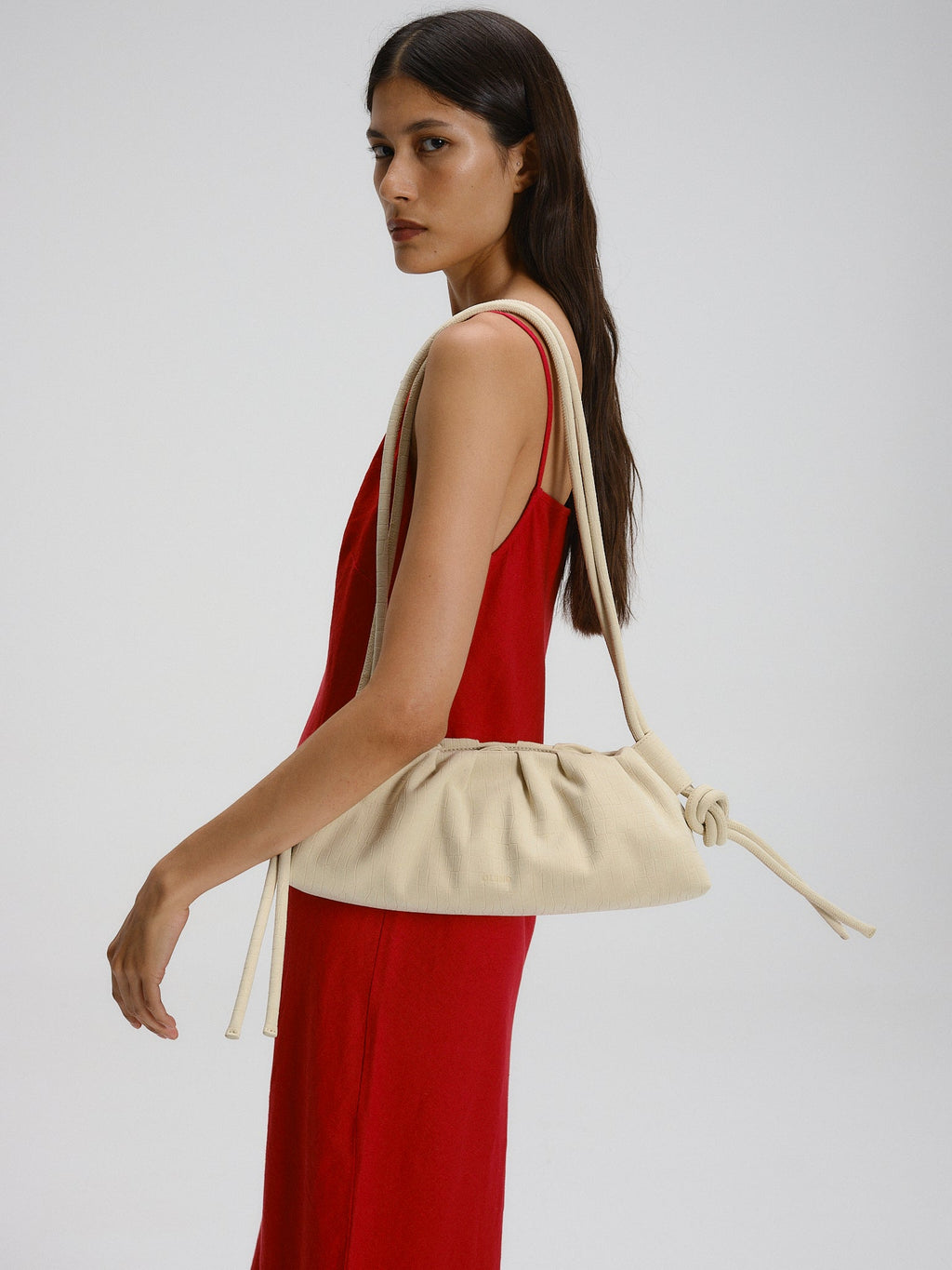 Dumpling Bag – Gathered Vegan Leather Bag, Adjustable Double Handle, Day to Night
