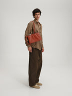 Petit sac repliable – Petit sac souple en cuir végétalien, double anse nouée à la main, fermeture éclair